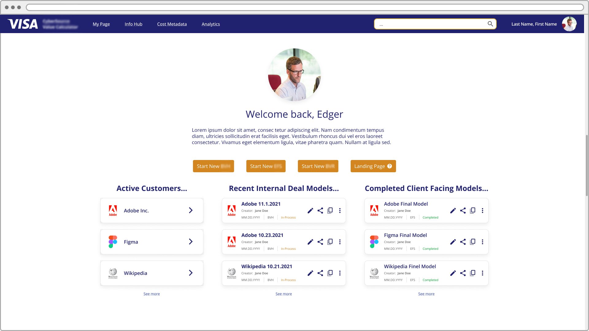The final mockup for the tool's main homepage
